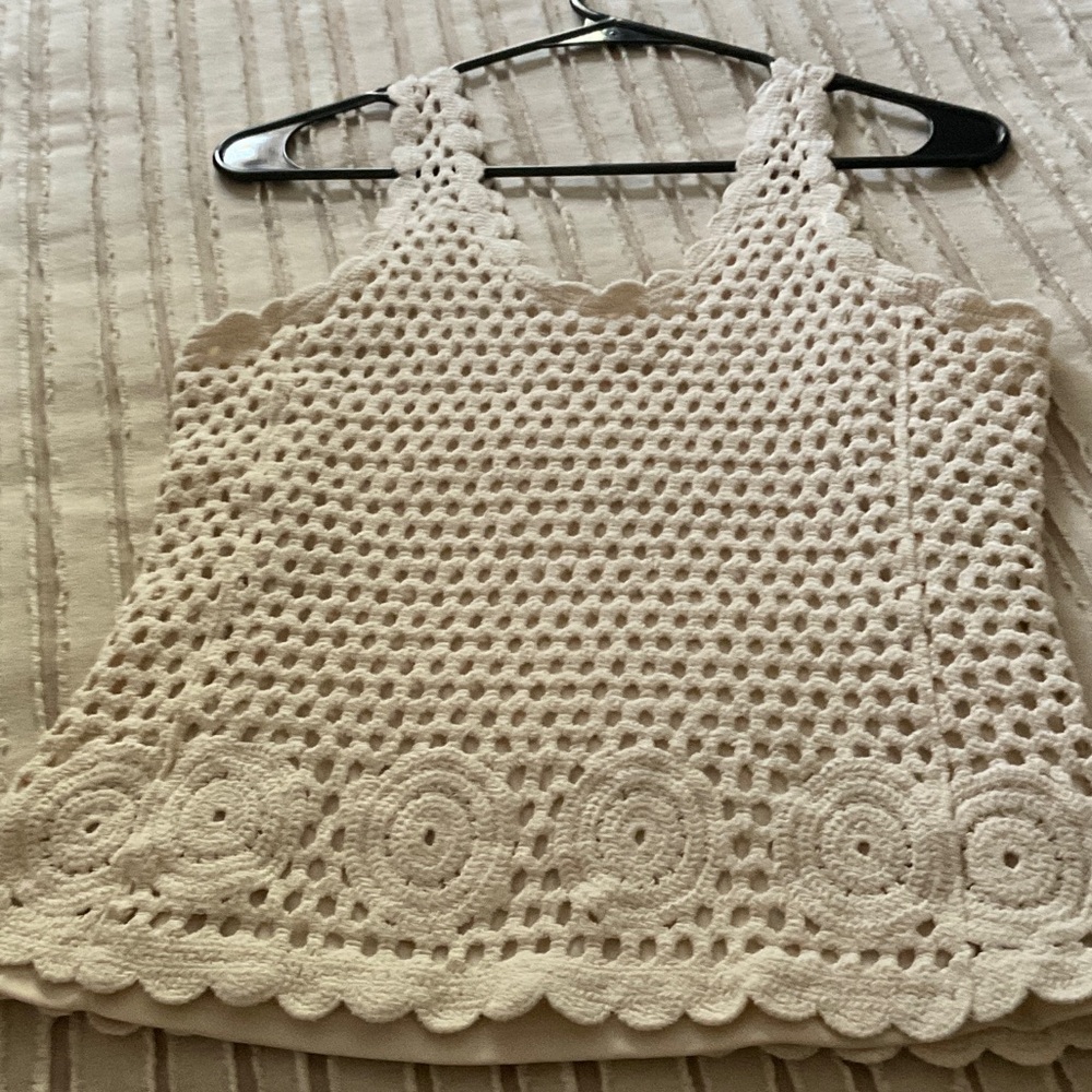 Adiva Ivory Crochet Tank Top